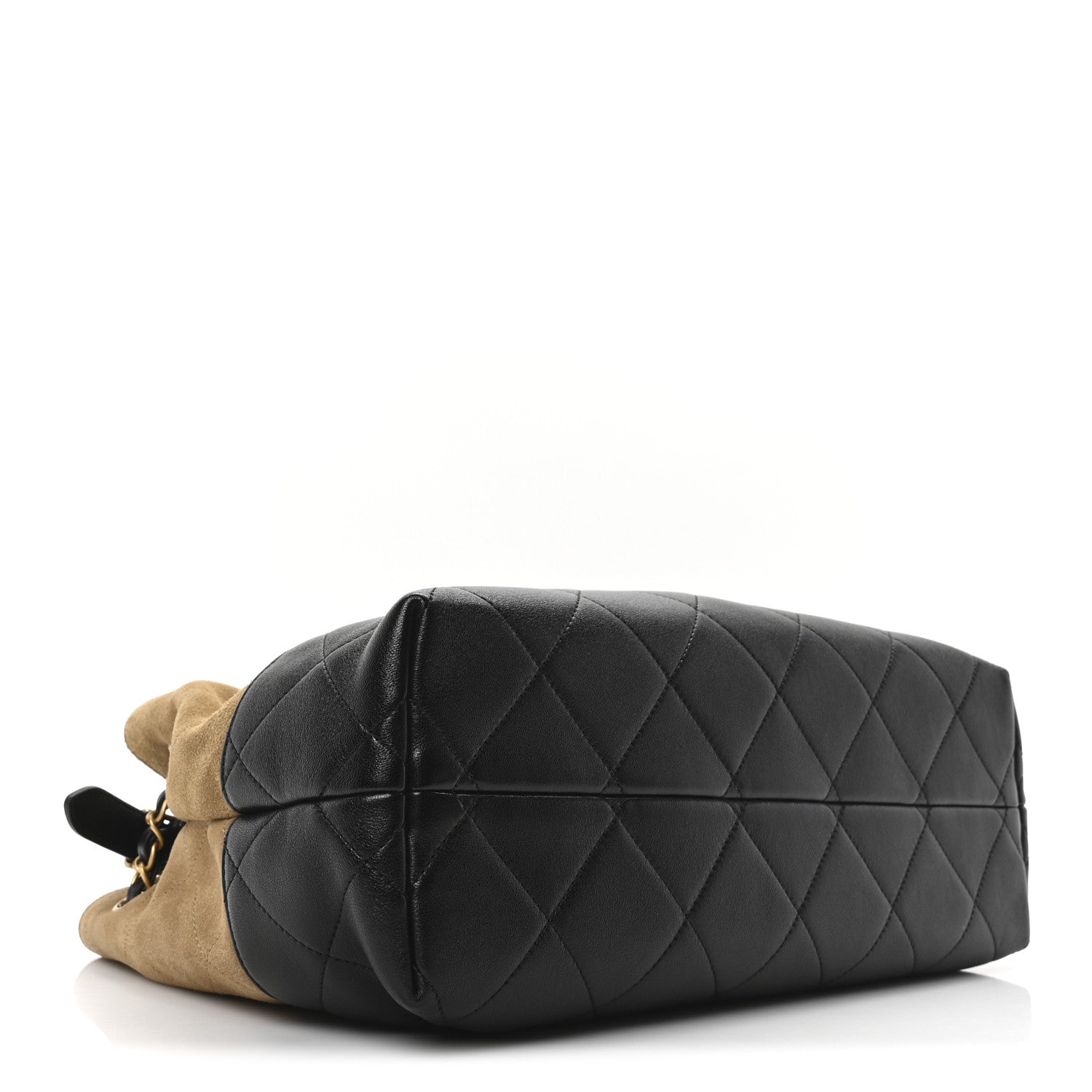 Chanel Suede Calfskin Shiny Lambskin Quilted Small Coco Base Shopping Bag Beige Black 4 of 10