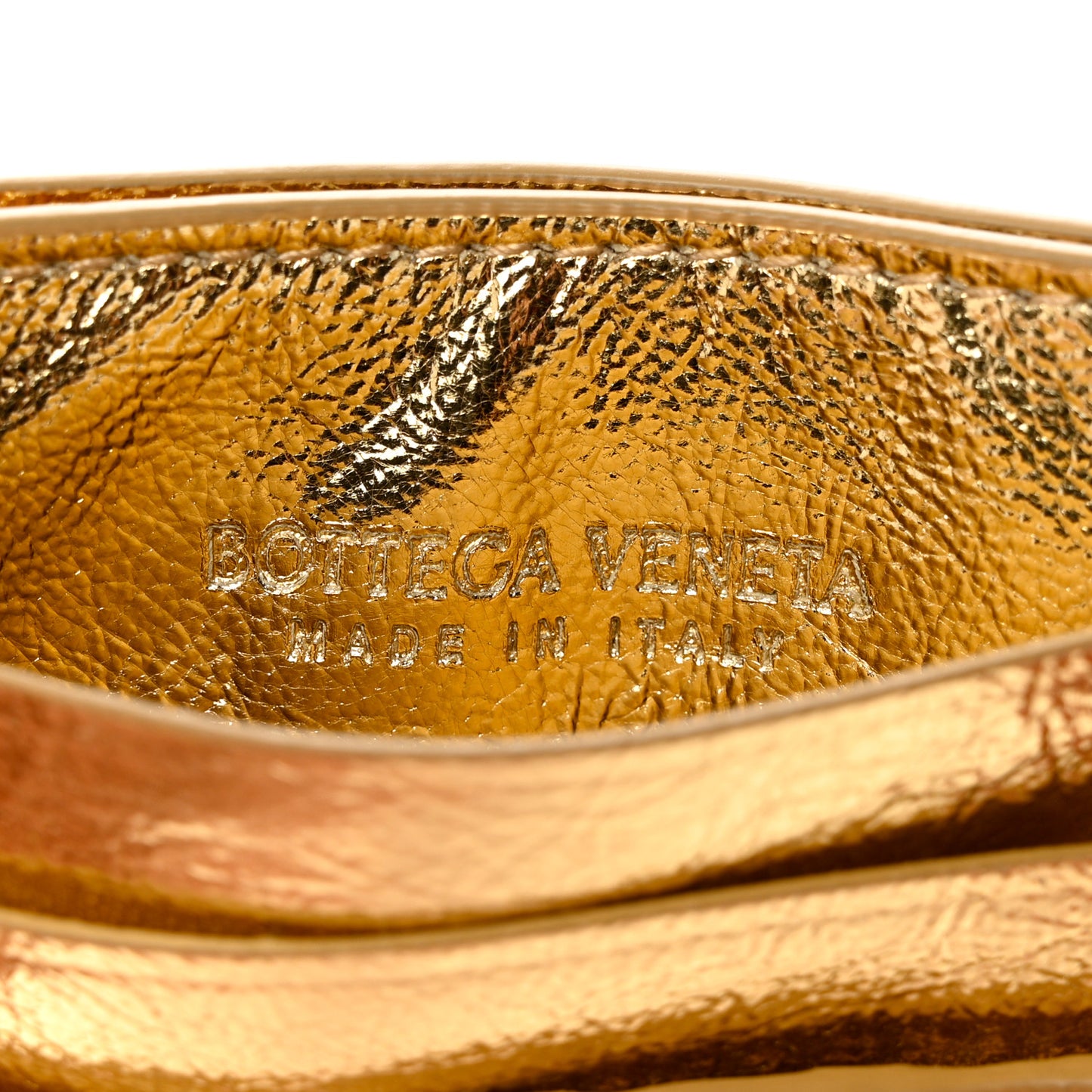 Metallic Nappa Intrecciato Card Holder Gold