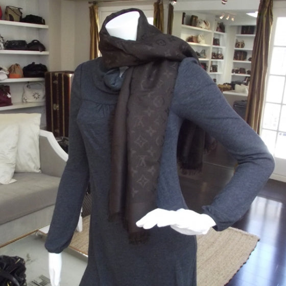 Monogram Shawl Scarf Brown