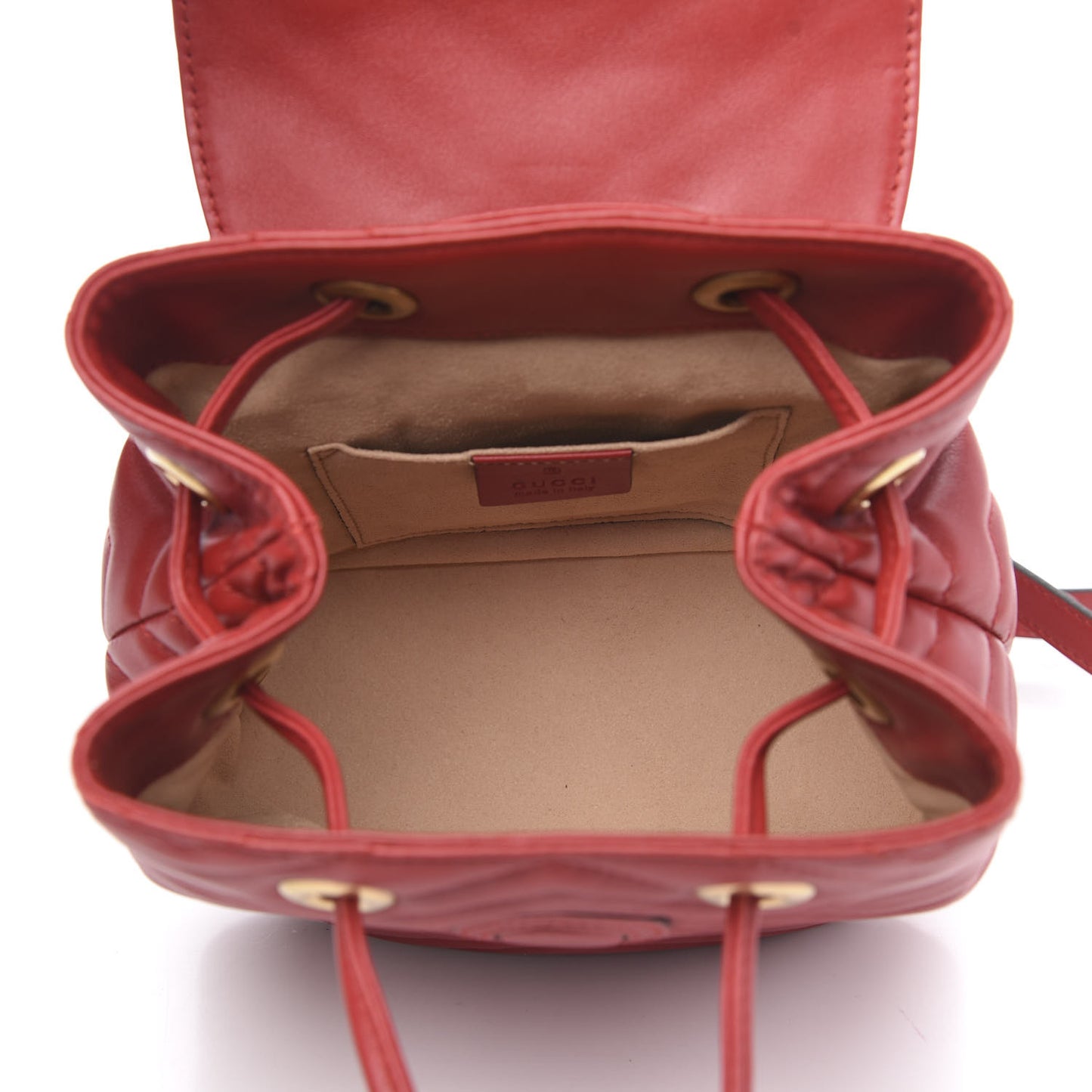 Calfskin Matelasse GG Marmont Flap Backpack Hibiscus Red