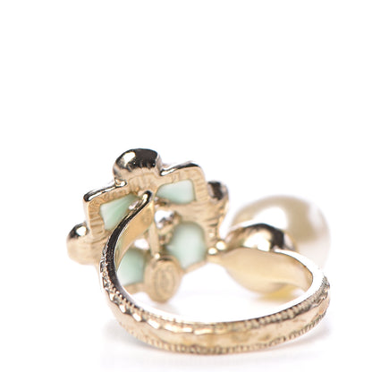 Chanel Gripoix Pearl CC Ring 6.75 Gold Green 4 of 6