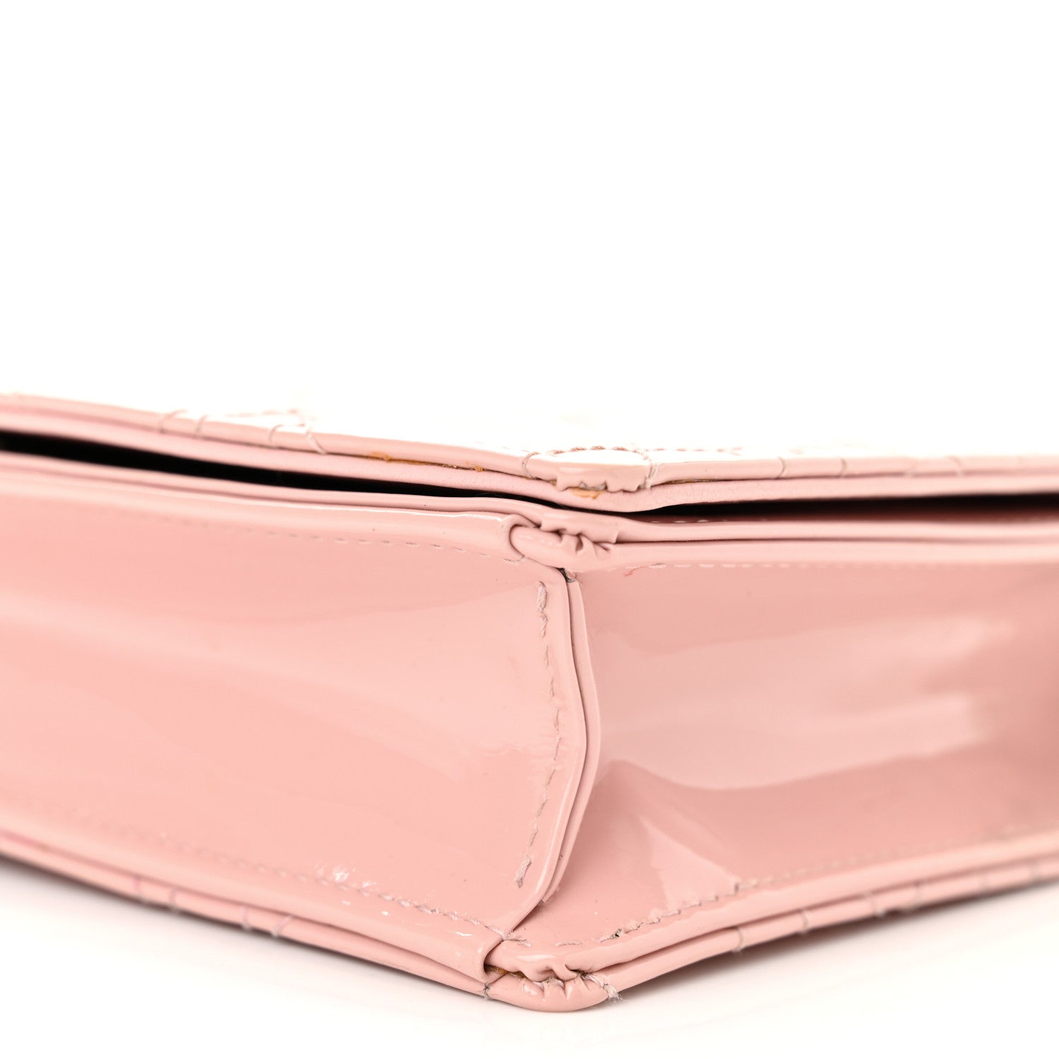 Christian Dior Patent Cannage Lady Dior Chain Wallet Rose Clair 9 of 16