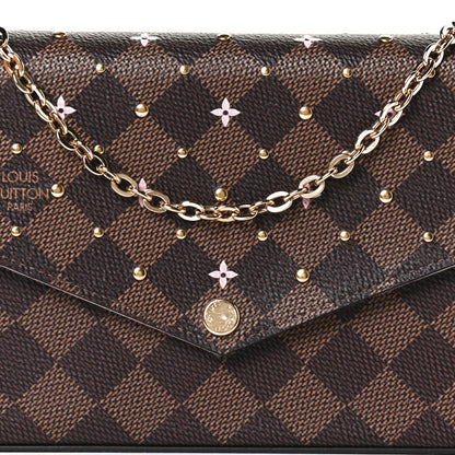 Louis Vuitton Damier Ebene Studded Pochette Felicie Chain Wallet 8 of 11