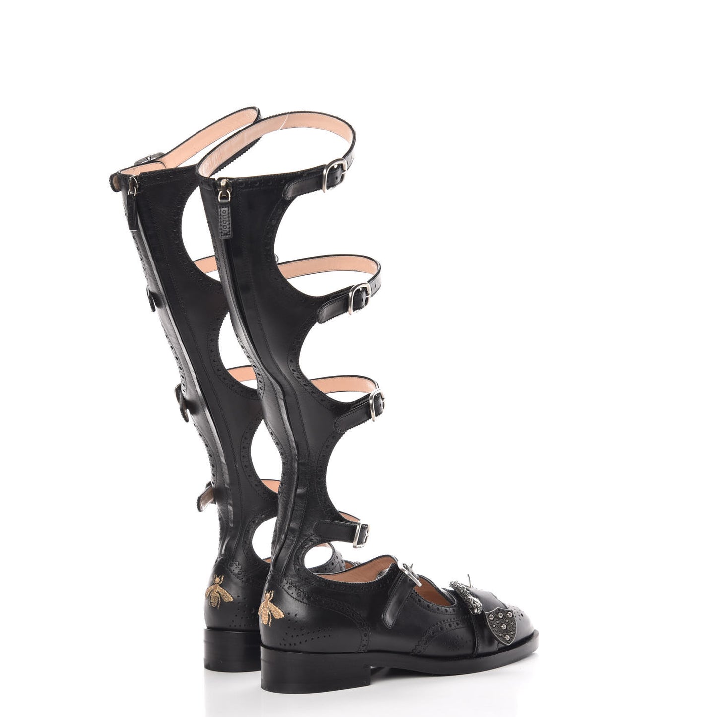 Calfskin Queercore Brogue Knee High Boots 38.5 Black
