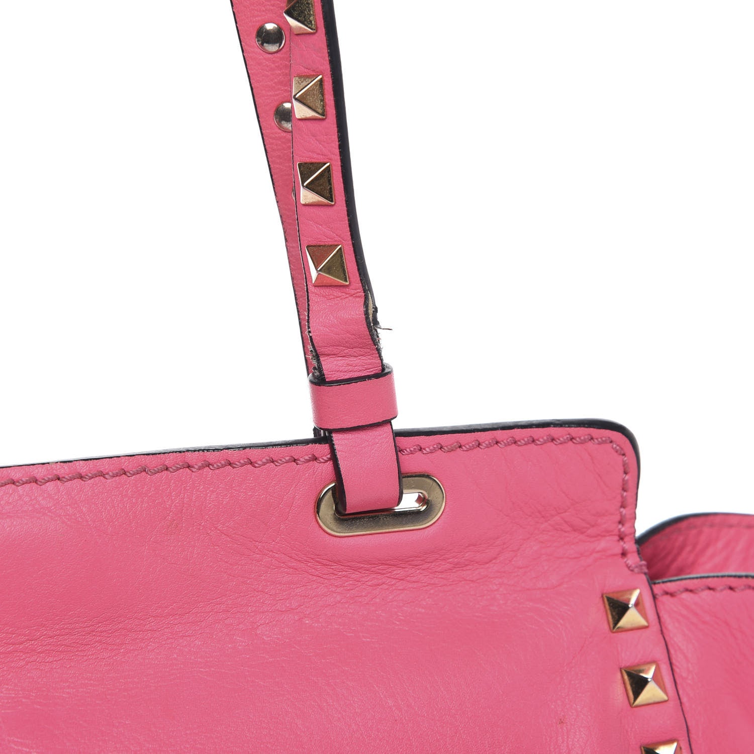 Valentino Garavani Vitello Small Rockstud Tote Fuxia Fluo 11 of 13