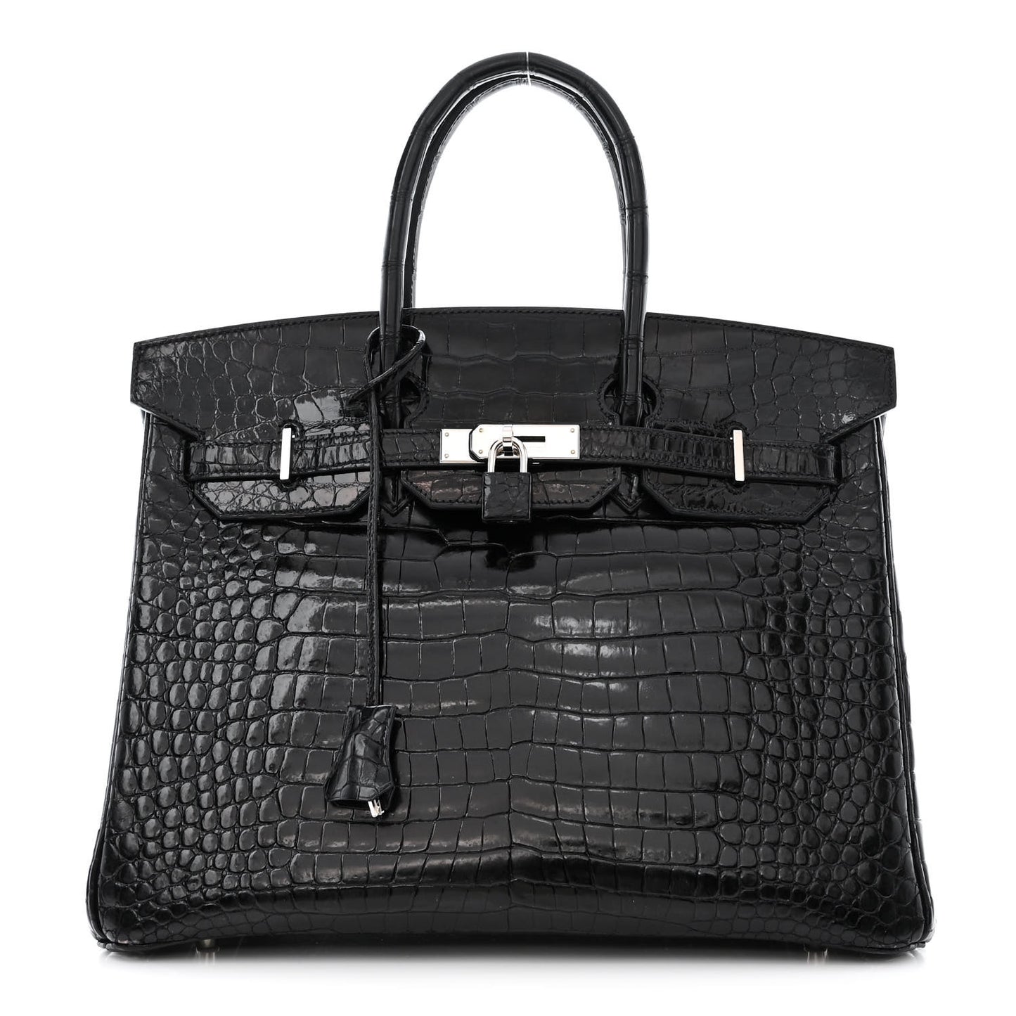 Shiny Porosus Crocodile Birkin 35 Black