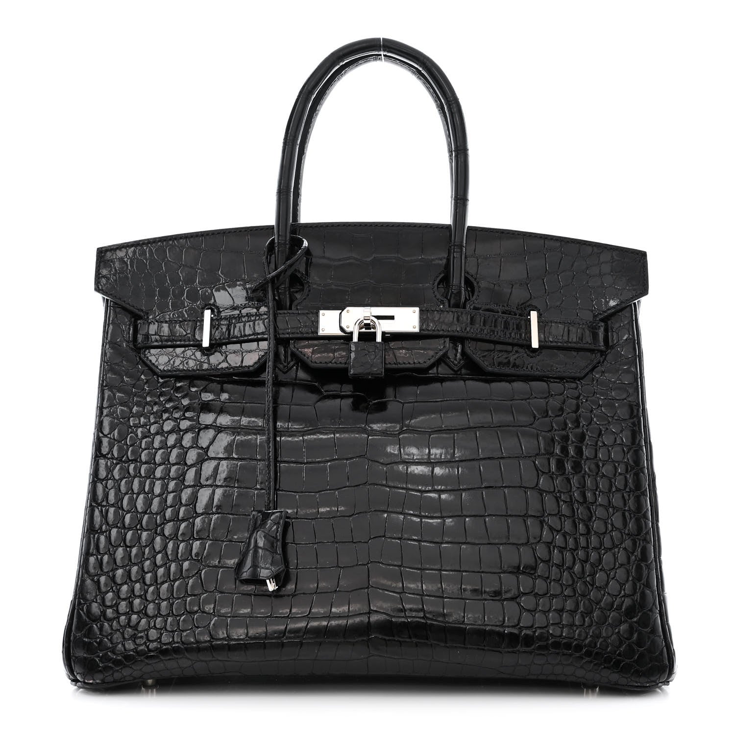Hermes Shiny Porosus Crocodile Birkin 35 Black 1 of 14