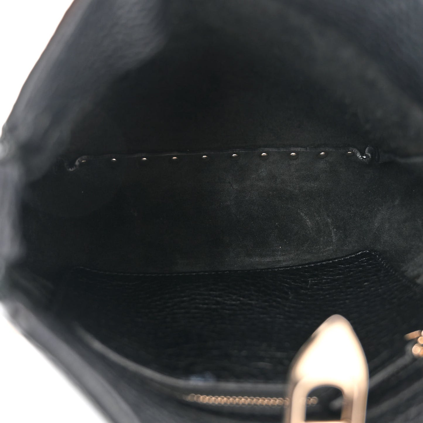 Pebbled Calfskin Mini Rockstud Flip-Lock Messenger Bag Black