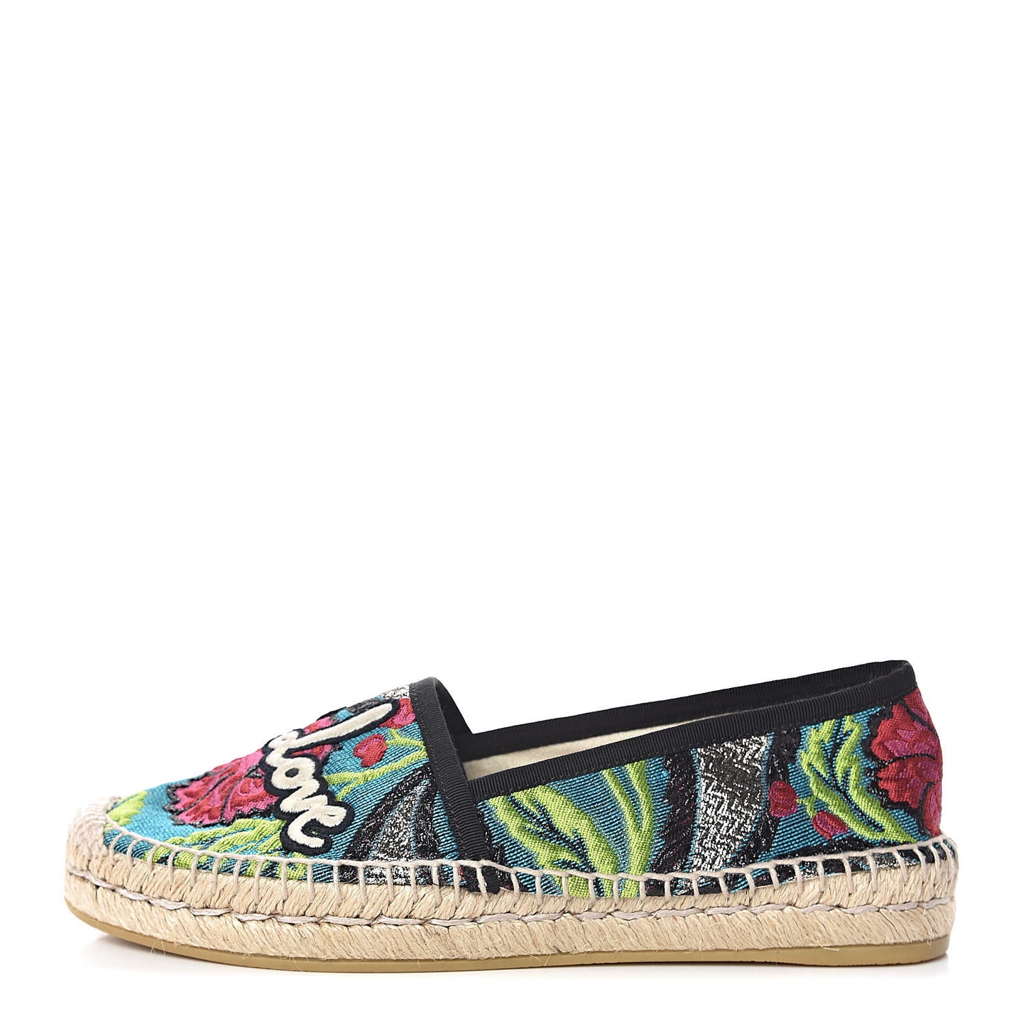Tapestry Brocade Blind For Love Espadrilles 35.5 Acquamarine Green Black