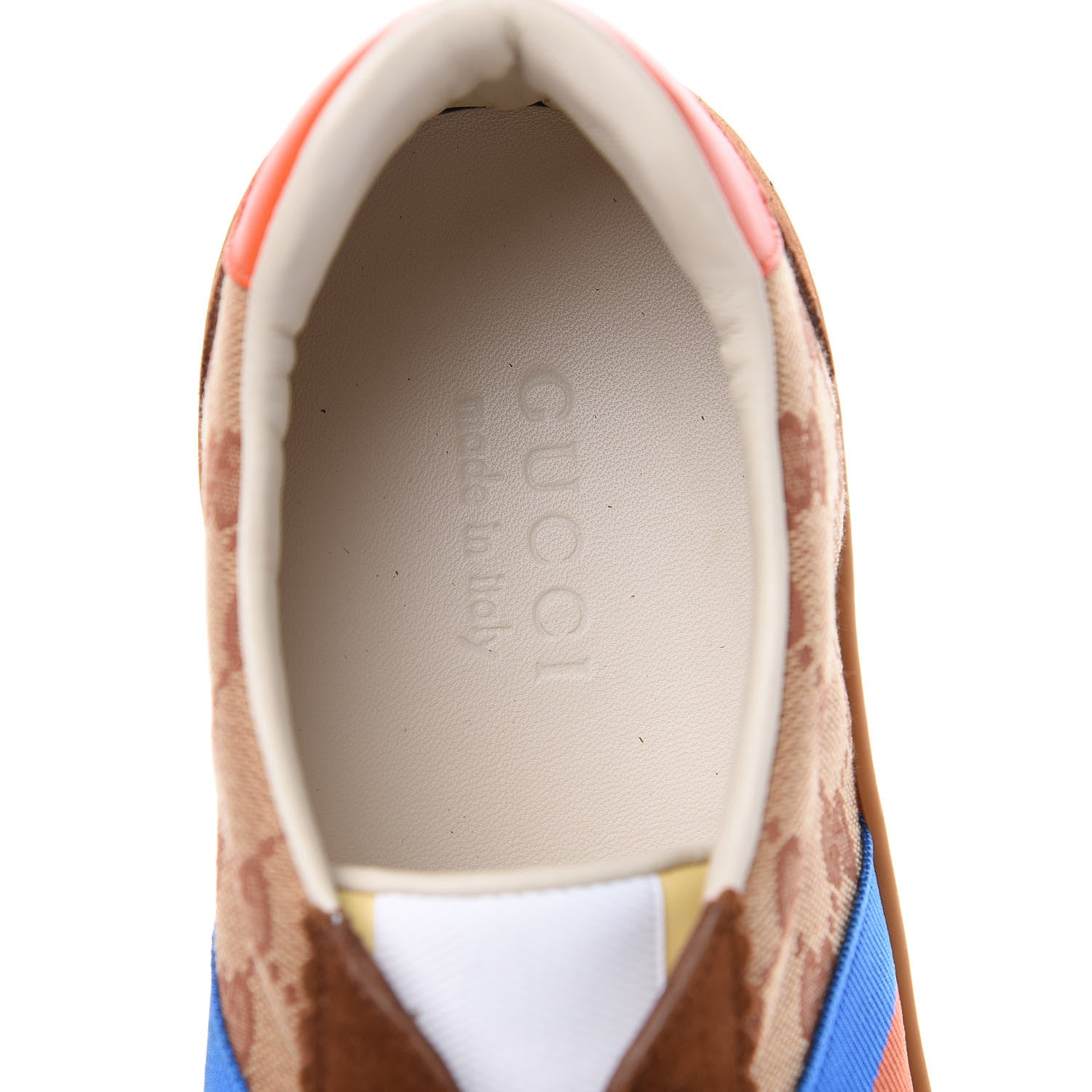 Gucci GG Monogram Suede Web Mens G74 Sneakers 9 Beige Ruggine Cuir 6 of 10