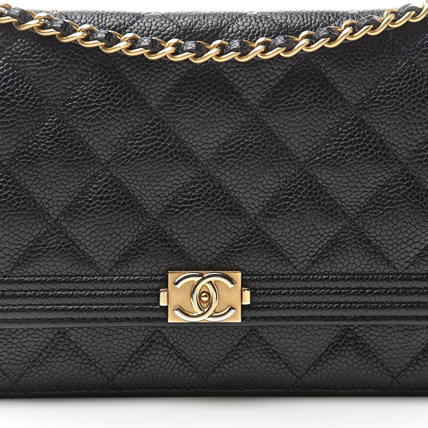 Caviar Quilted Boy Wallet On Chain WOC Black