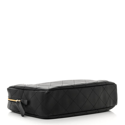 Chanel Calfskin Diamond Stitched Top Handle Bowling Bag Black 4 of 12