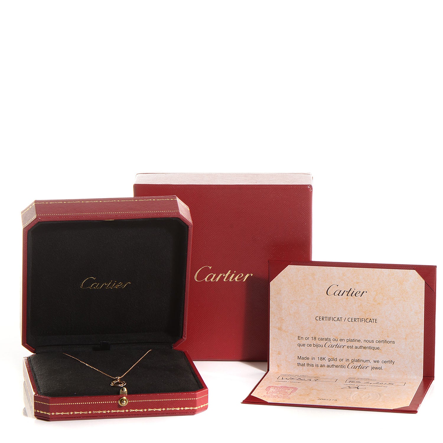 Cartier 18K Pink Yellow White Gold Diamond Trinity Pendant Necklace 6 of 6