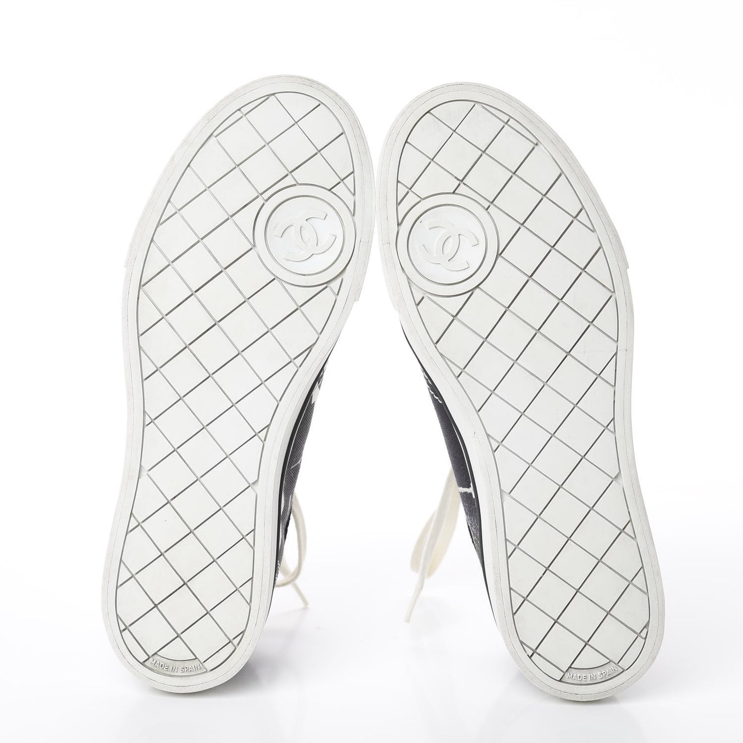 Printed Fabric Low Top Logo Sneakers 38.5 White Black
