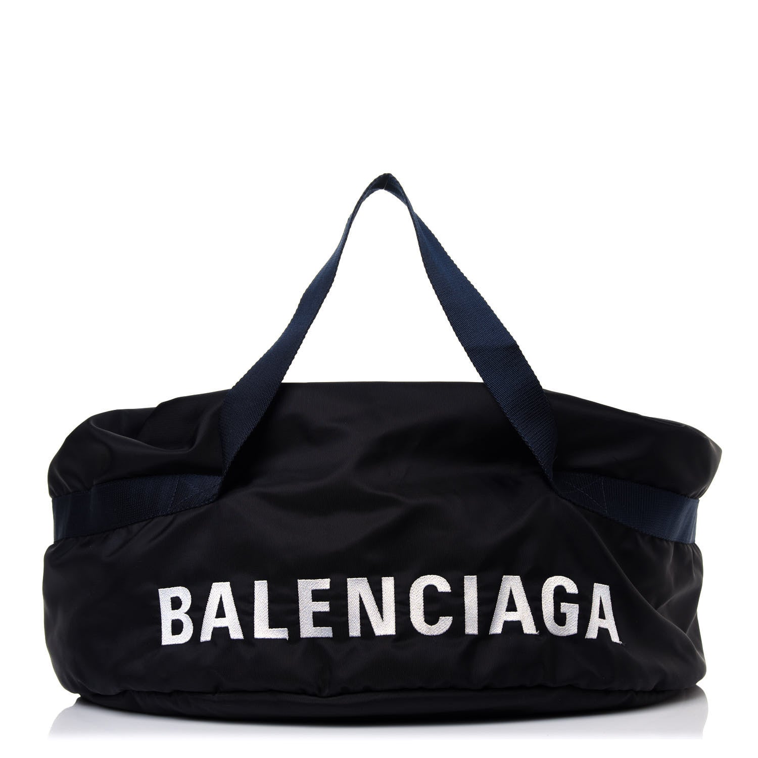 Balenciaga Textured Sport Nylon Logo Embroidered S Wheel Gym Bag Black Bleu Navy 1 of 10