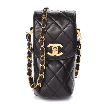 Chanel Lambskin Quilted Phone Holder Black 1 of 11