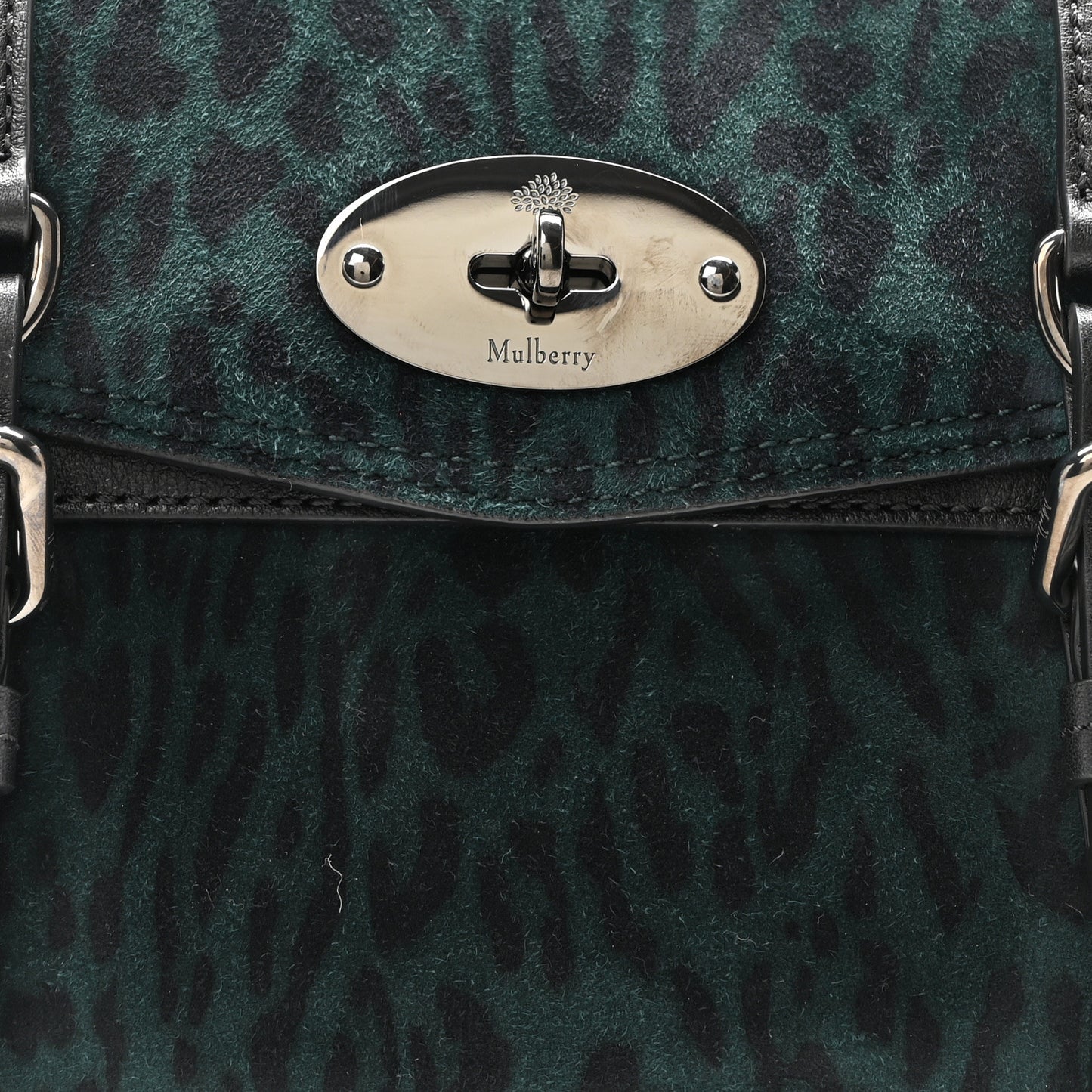 Suede Leopard Print Mini Alexa Mulberry Green