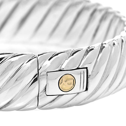 David Yurman Sterling Silver 18K Yellow Gold Citrine Cable Bangle Bracelet 4 of 5