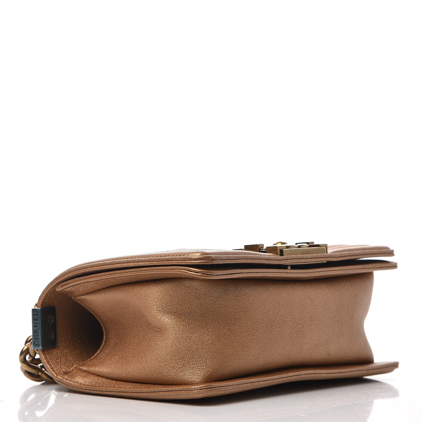 Metallic Lambskin Small Golden CC Boy Flap Dark Gold