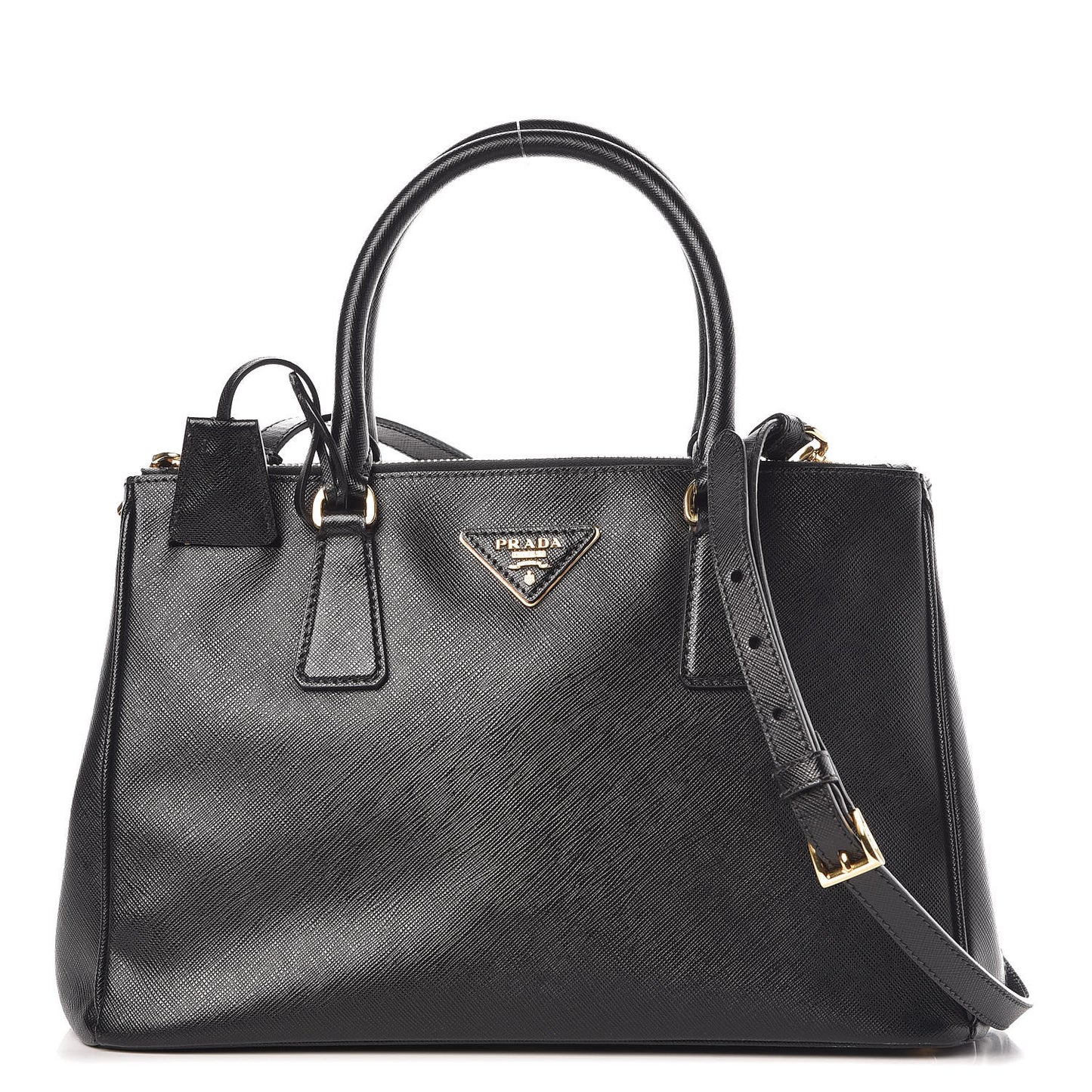 Saffiano Small Galleria Double Zip Tote Black