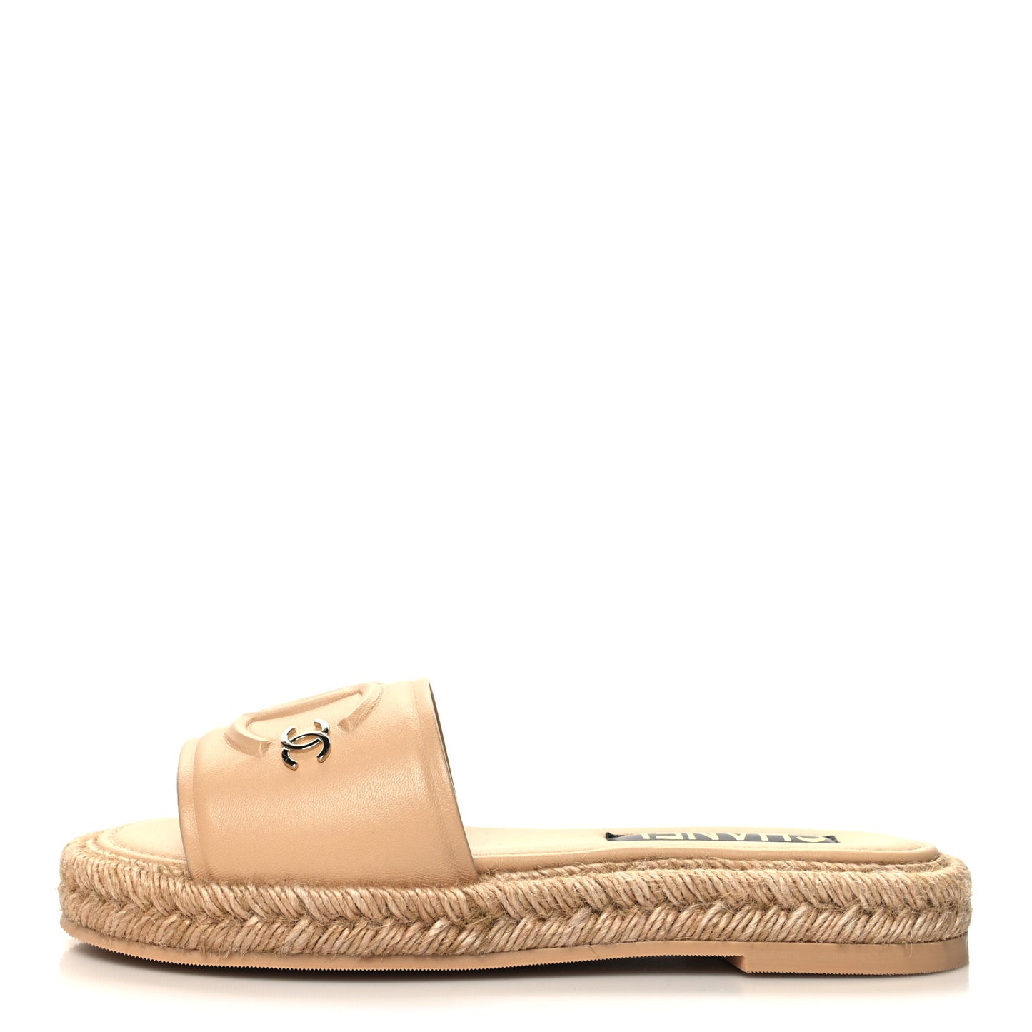 Lambskin Espadrille Mule Sandals 37 Beige