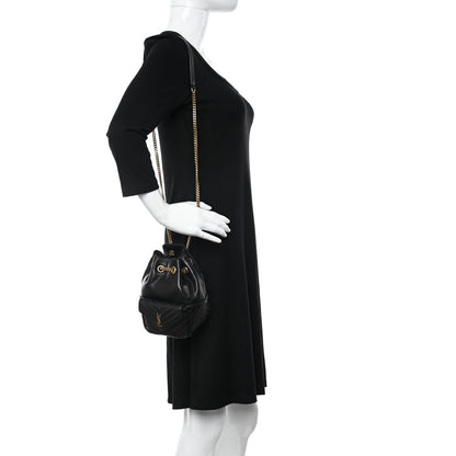 Saint Laurent Lambskin Matelasse Monogram Joe Nano Bucket Bag Black 2 of 12