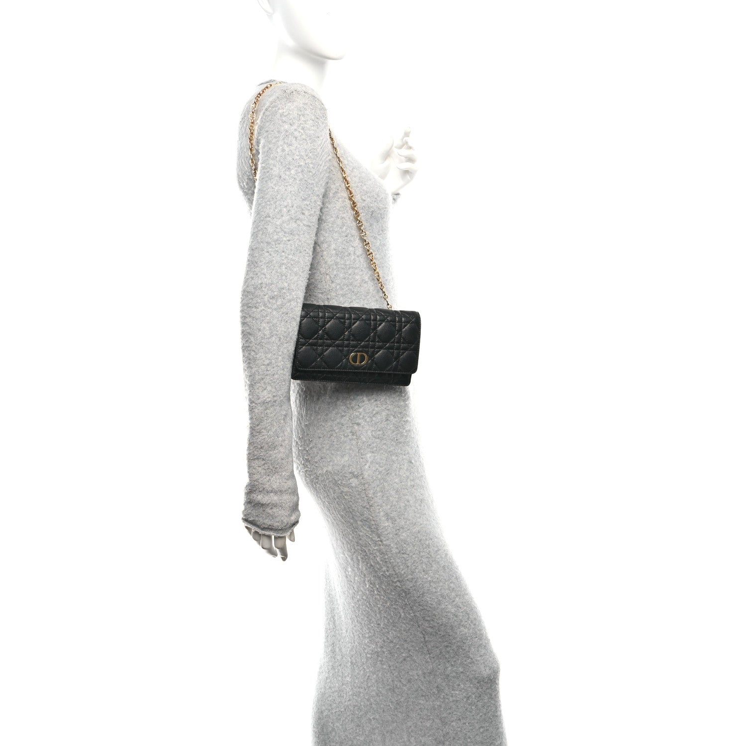 Christian Dior Supple Calfskin Cannage Caro Belt Pouch with Chain  Black Black 2 of 12