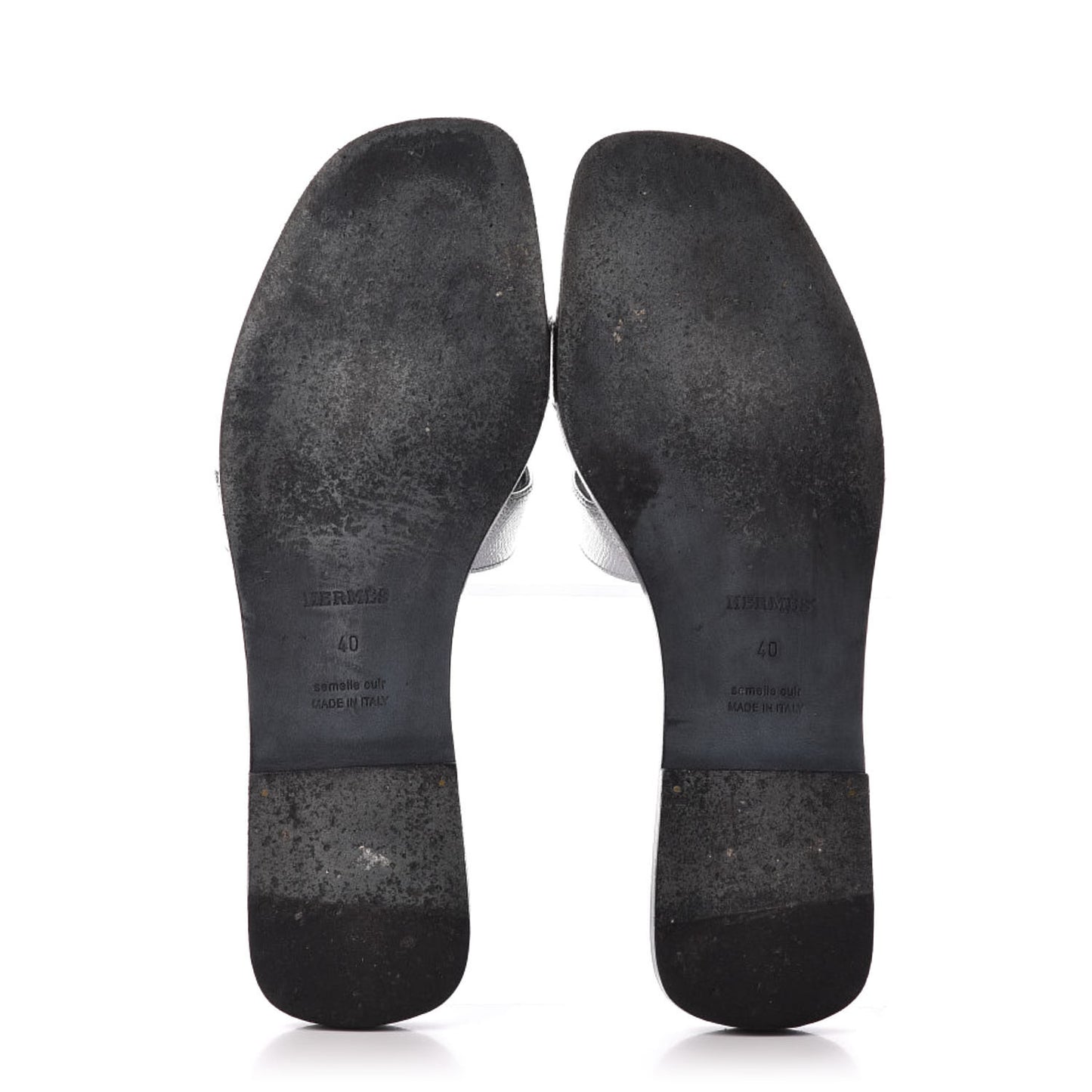 Metallic Epsom Oran Sandals 40 Gris Argente