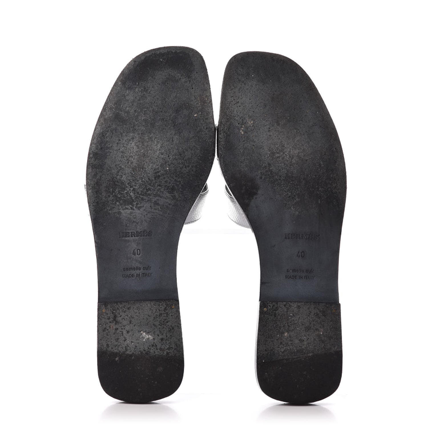 Hermes Metallic Epsom Oran Sandals 40 Gris Argente 5 of 12