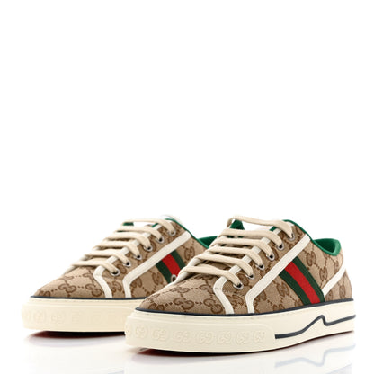 Gucci GG Monogram Web Womens 1977 Tennis Sneakers 39 Beige Ebony Mystic White 3 of 8