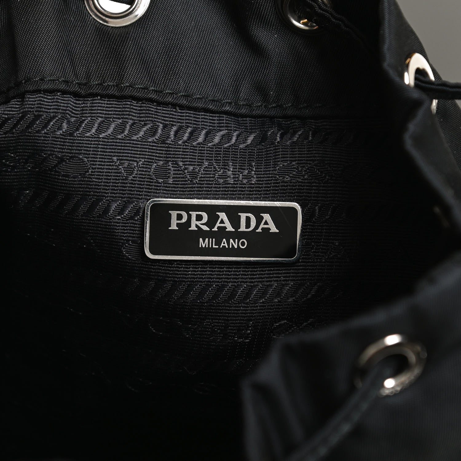 Prada Saffiano Tessuto Nylon Vela Bucket Wristlet Black 6 of 8
