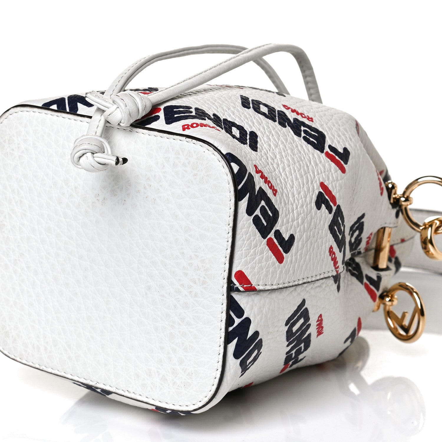 Fendi X FILA Vitello F is Fendi Mania Mini Mon Tresor Bucket Bag White 10 of 12