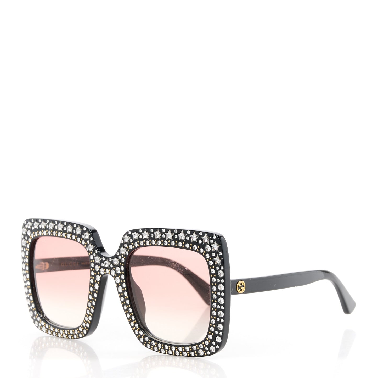 Acetate Crystal Oversize Sunglasses GG0148S Black