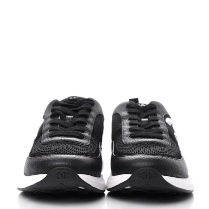 Chanel Calfskin Mesh Lycra Suede Womens Logo Sneakers 40.5 Black 2 of 13