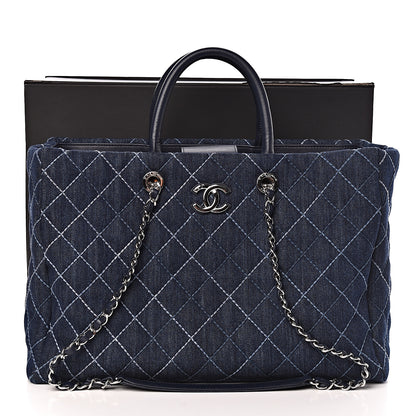 Chanel Denim Quilted Large Coco Handle Shopping Tote Blue 11 of 11