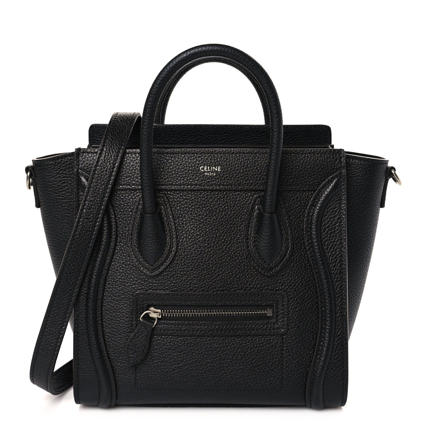 Celine Drummed Calfskin Nano Luggage Black 1 of 10