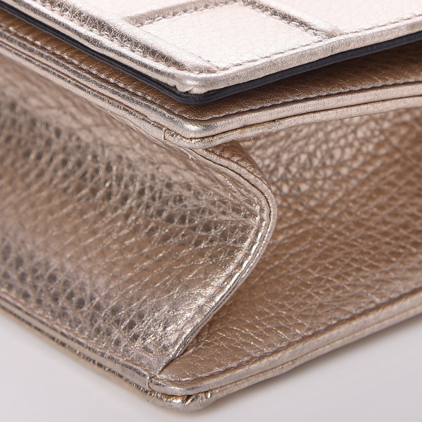Metallic Grained Calfskin Small Diorama Flap Bag Copper