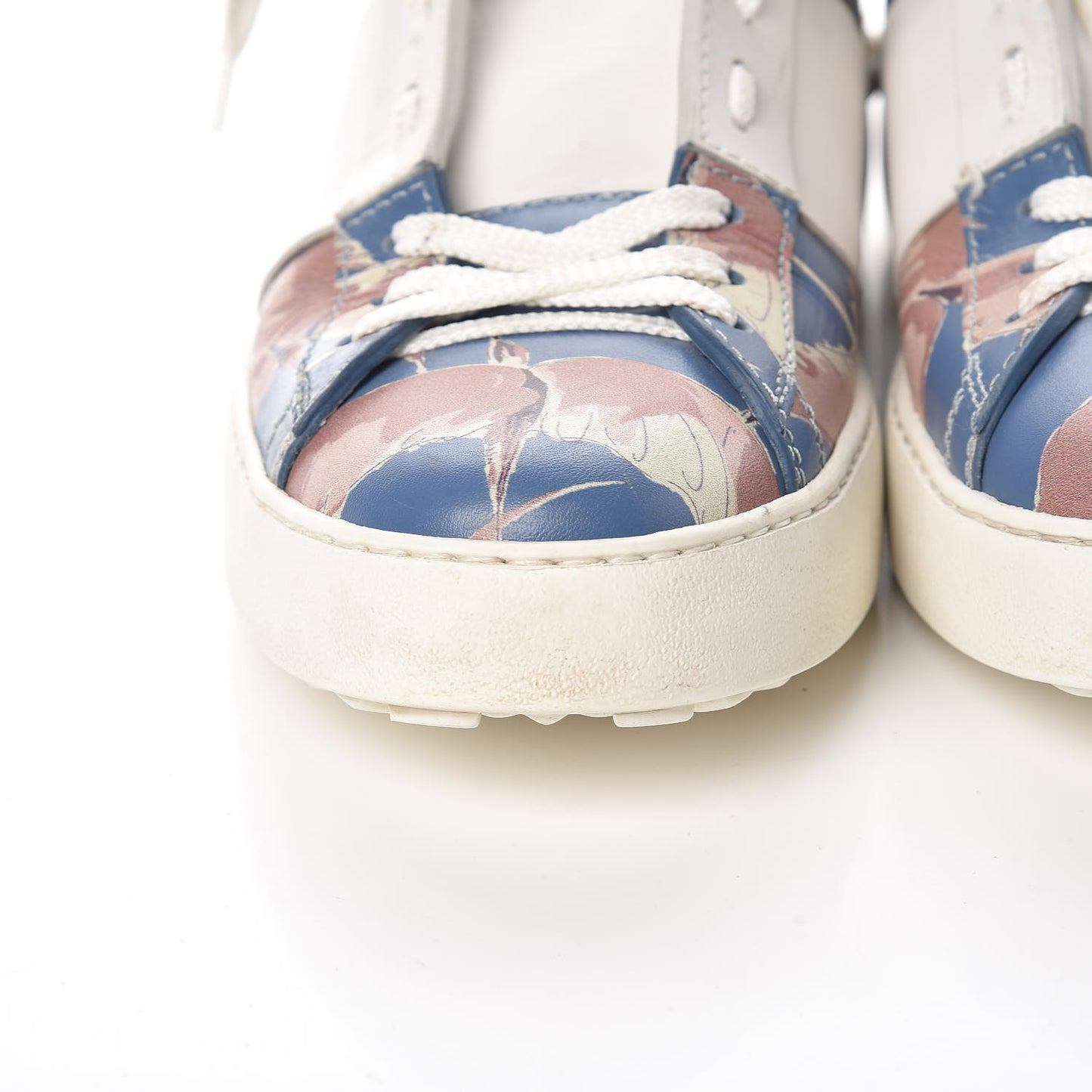 Calfskin Japanese Bird Print Rockstud Open Sneakers 39