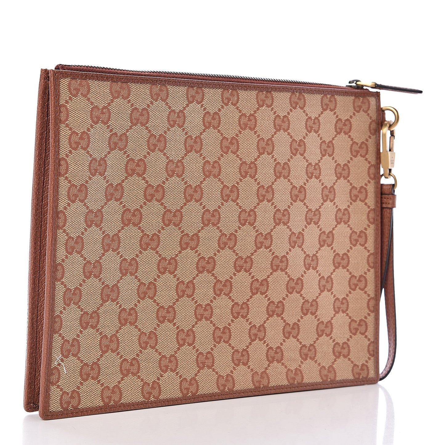 X MLB GG Monogram NY Yankees Zip Wristlet Pouch Beige Ruggine Ivory