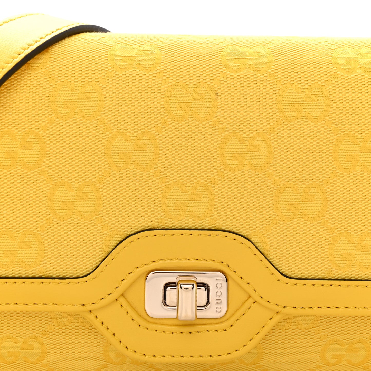 GG Monogram Textured Dollar Calfskin Small Luce Shoulder Bag Yellow
