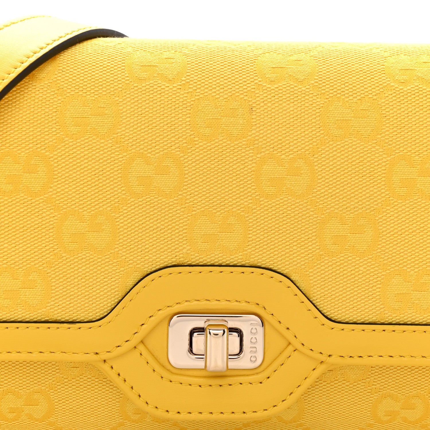 Gucci GG Monogram Textured Dollar Calfskin Small Luce Shoulder Bag Yellow 8 of 11