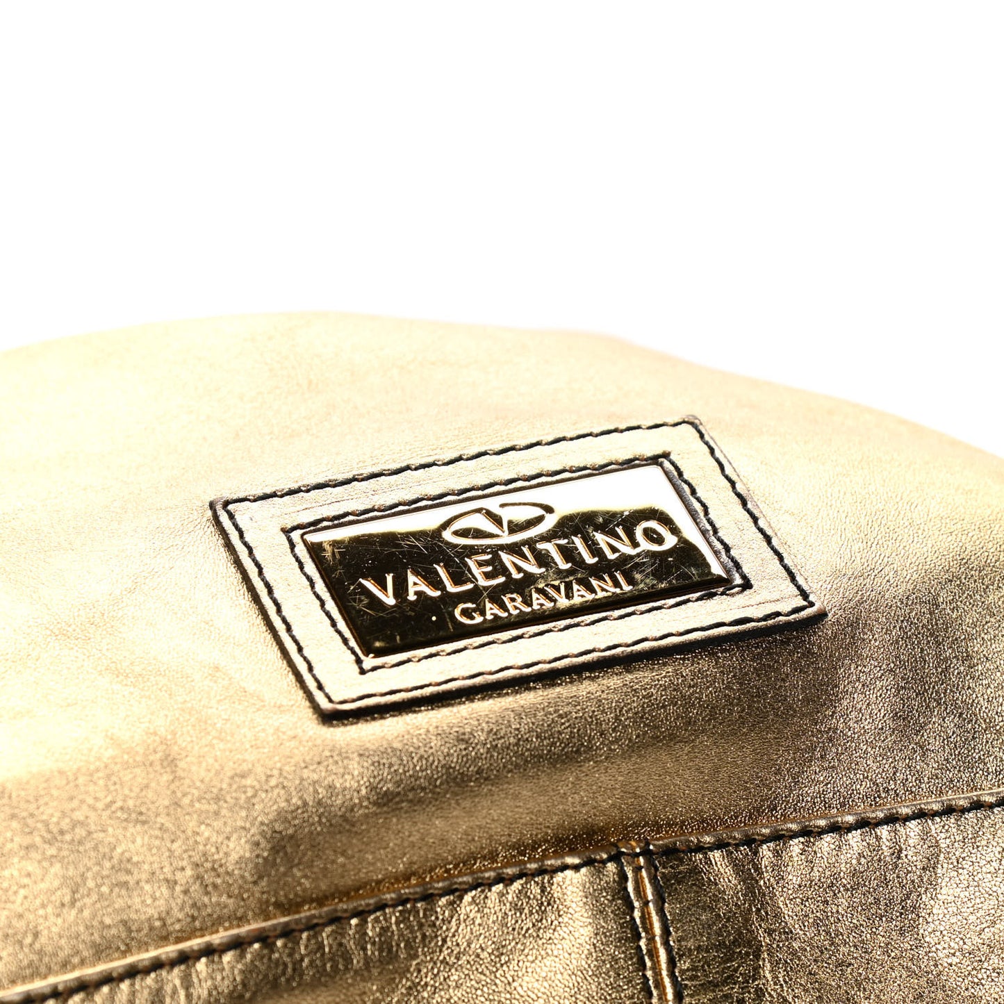Metallic Calfskin Small Nuage Bow Hobo Gold