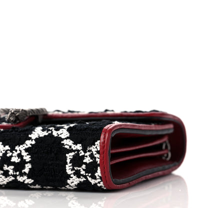 Gucci Tweed GG Monogram Mini Dionysus Chain Wallet Black White Romantic Cherry 8 of 8