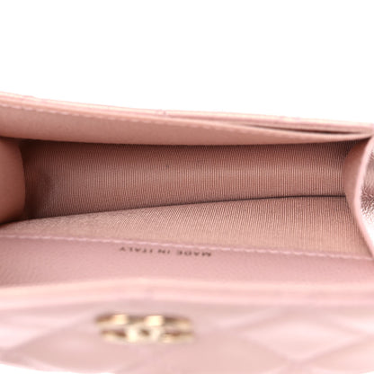Chanel Iridescent Caviar Quilted Pearl On Top Coin Purse With Chain Light Pink 5 of 11