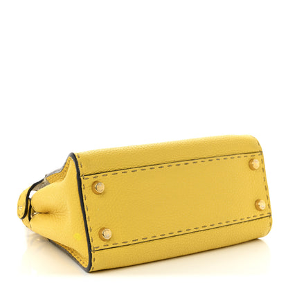 Fendi Cuoio Romano Selleria Medium Peekaboo Iconic Satchel Limone Cipria White 4 of 11