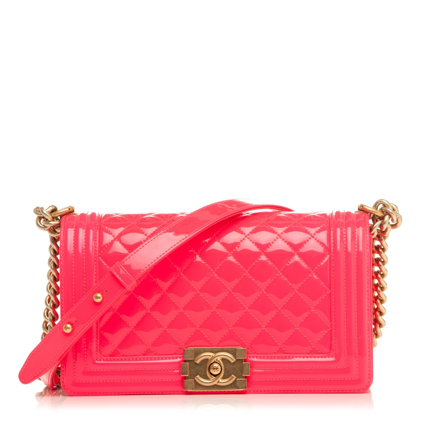 Chanel Patent Quilted Medium Boy Flap Pink 1 of 7