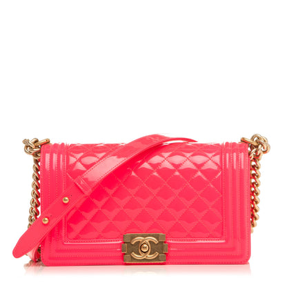 Chanel Patent Quilted Medium Boy Flap Pink 1 of 7