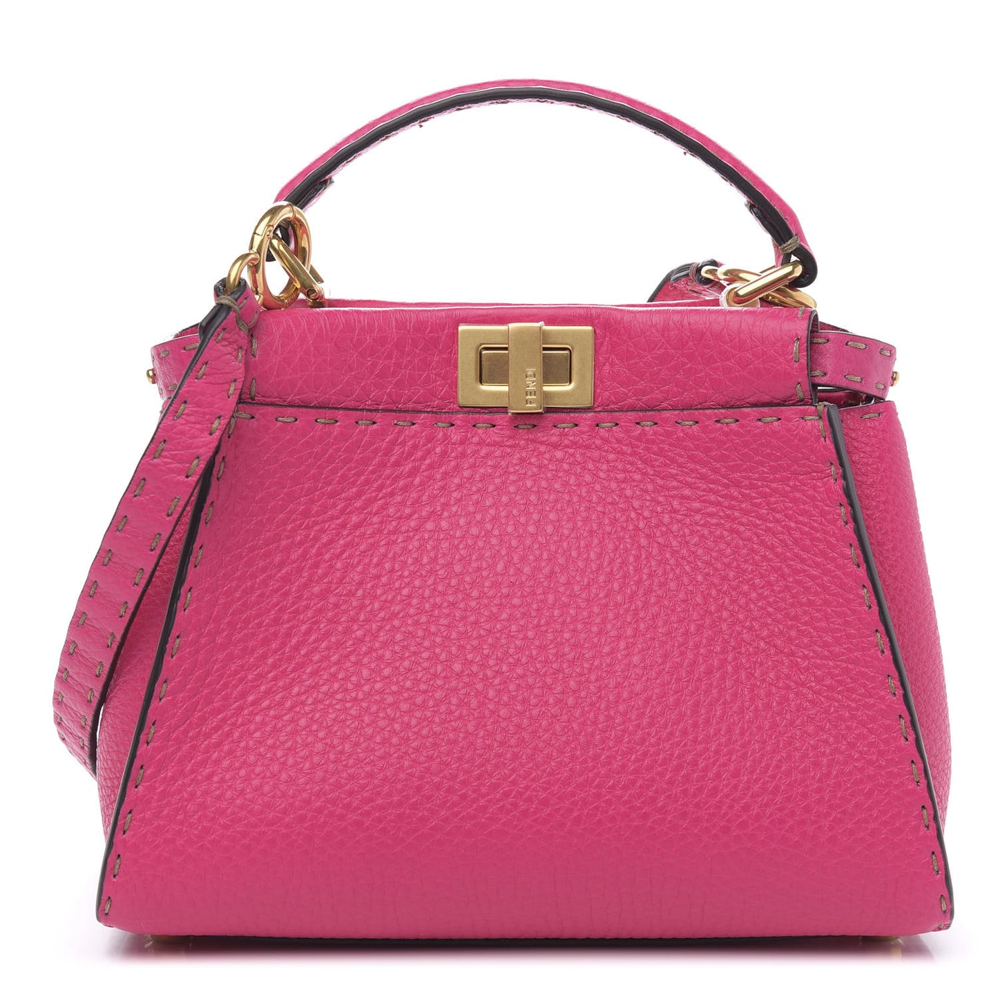 Cuoio Romano Selleria Mini Peekaboo Iconic Satchel Fuxia