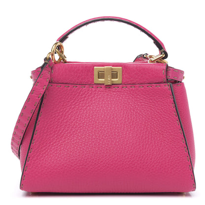 Fendi Cuoio Romano Selleria Mini Peekaboo Iconic Satchel Fuxia 1 of 10