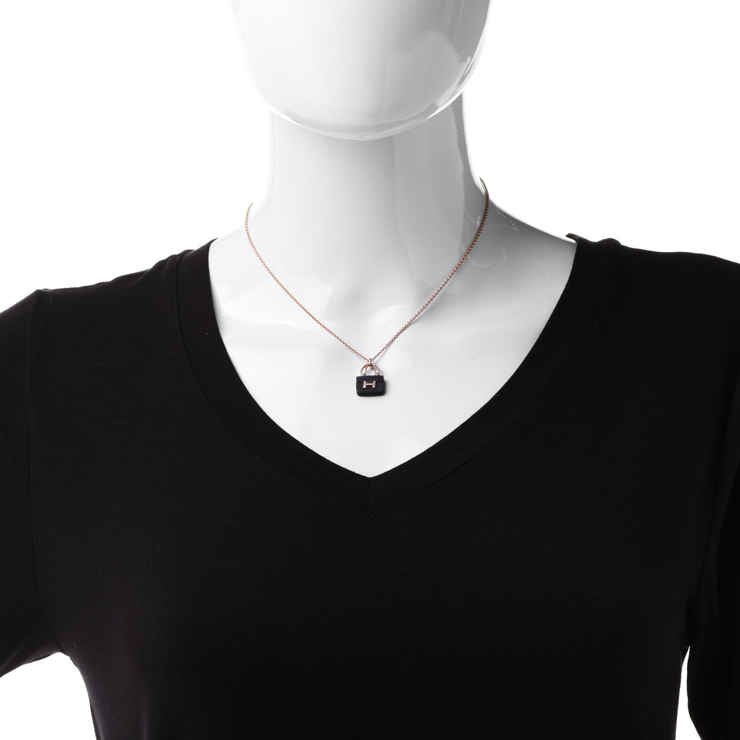 18K Rose Gold Black Jade Constance Amulettes Pendant Necklace